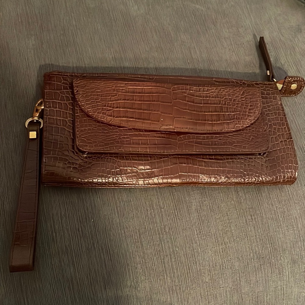 Talbots Leather Alligator print Wristlet/clutch